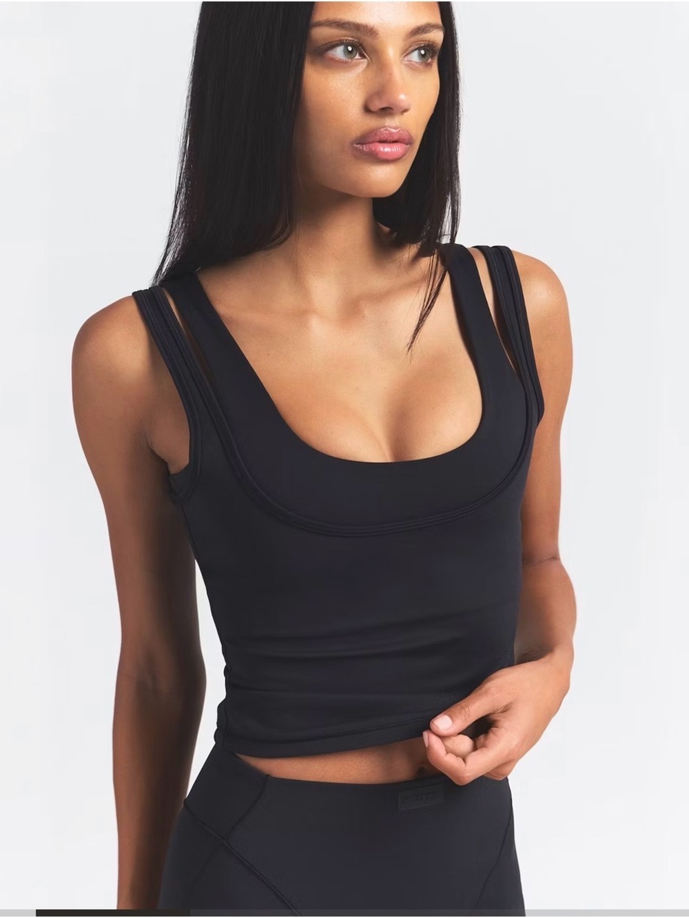 SKIMS Black Double-Strap Scoop Crop Tank